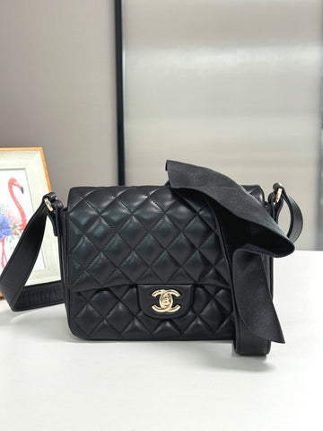 Chanel Black Ruffle Edge Square Bag Shoulder Crossbody Bag