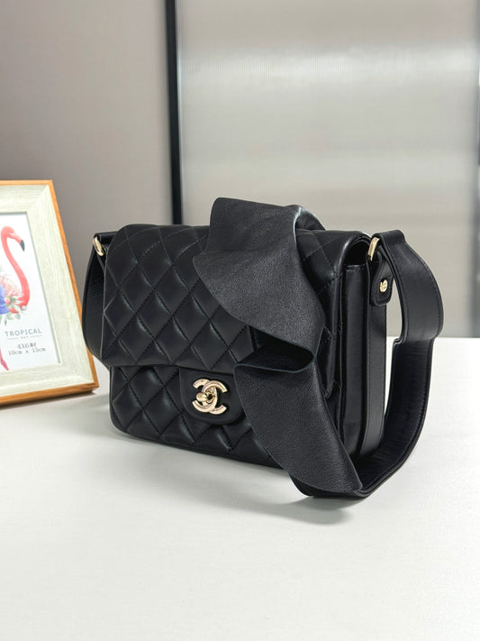 Chanel Black Ruffle Edge Square Bag Shoulder Crossbody Bag