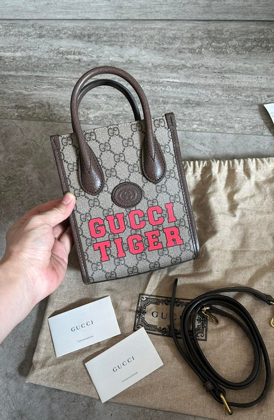 Gucci GG Letter Printed Mini Tote Bag