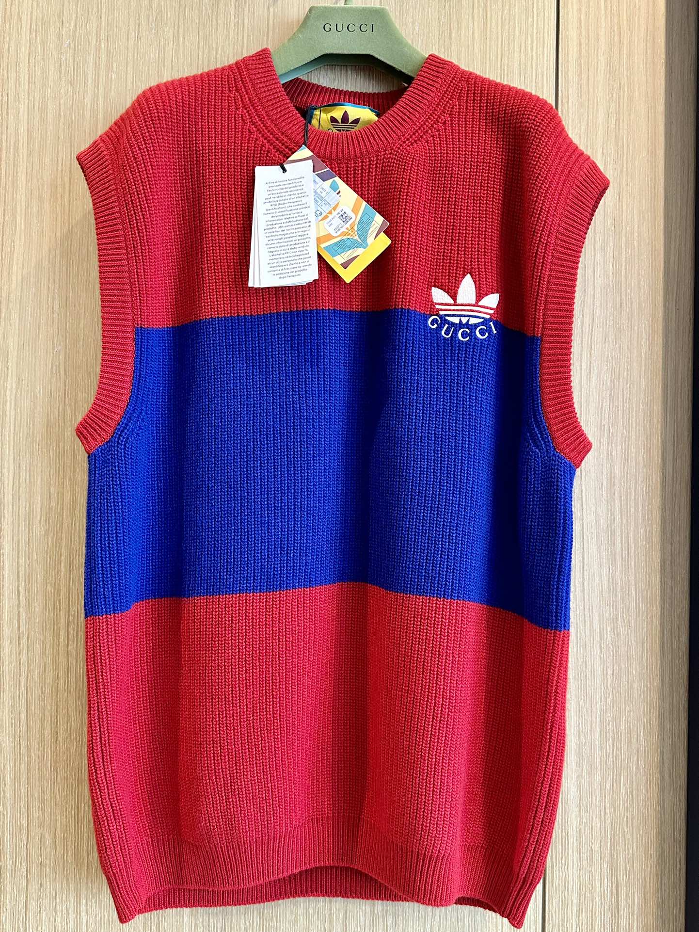 Gucci × Adidas Co branded Round Neck Wool Vest