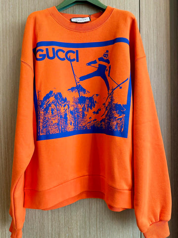 Gucci Orange Printed Long Sleeved Hoodie