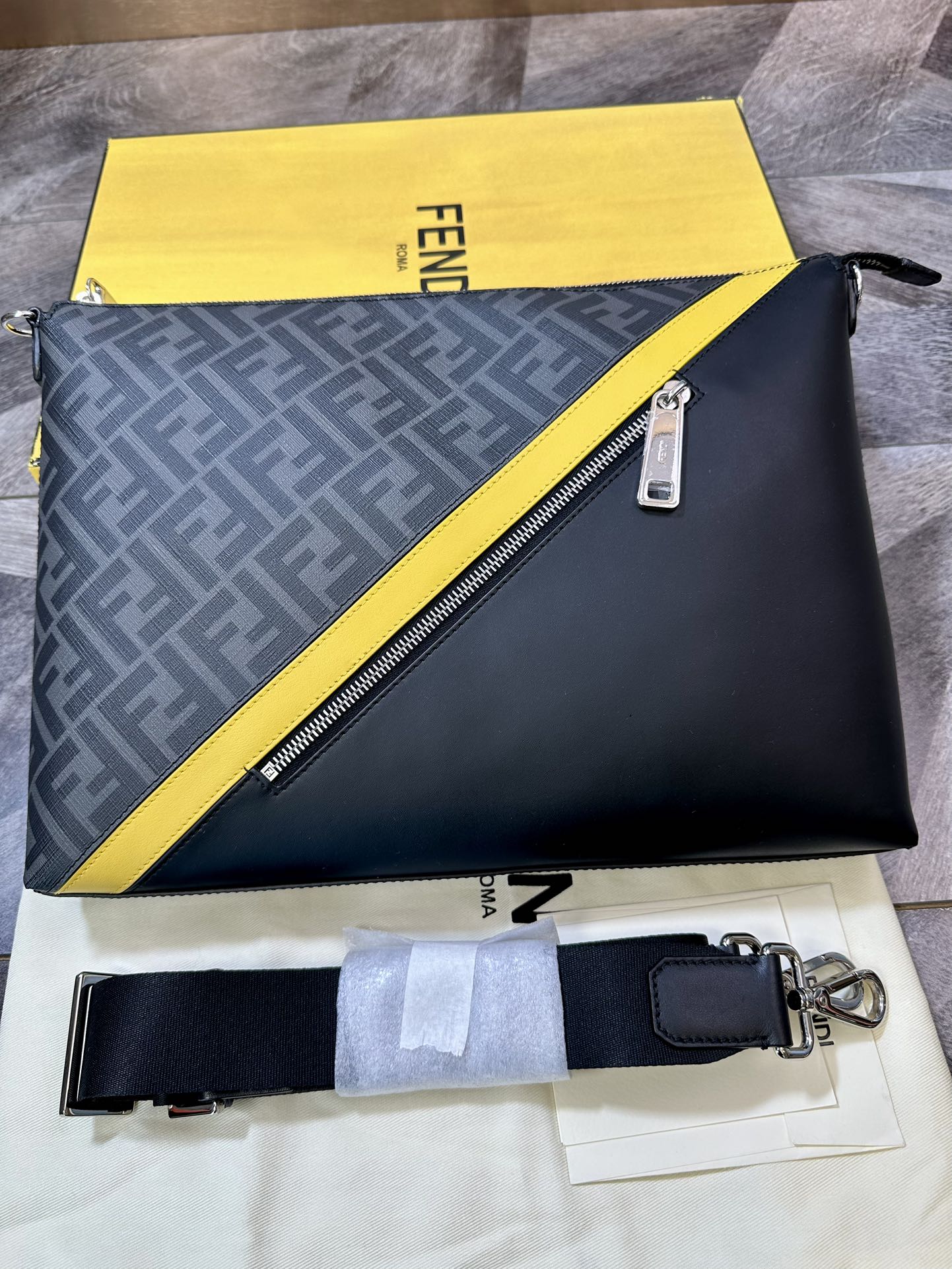 Fendi FF Men's Postman Bag Shoulder Crossbody Bag