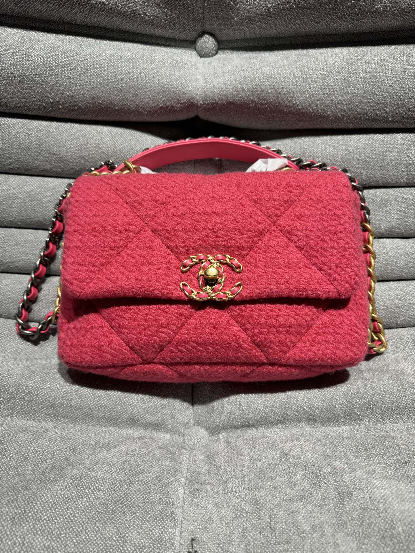 Chanel Tweed Chain Bag Shoulder Handbag