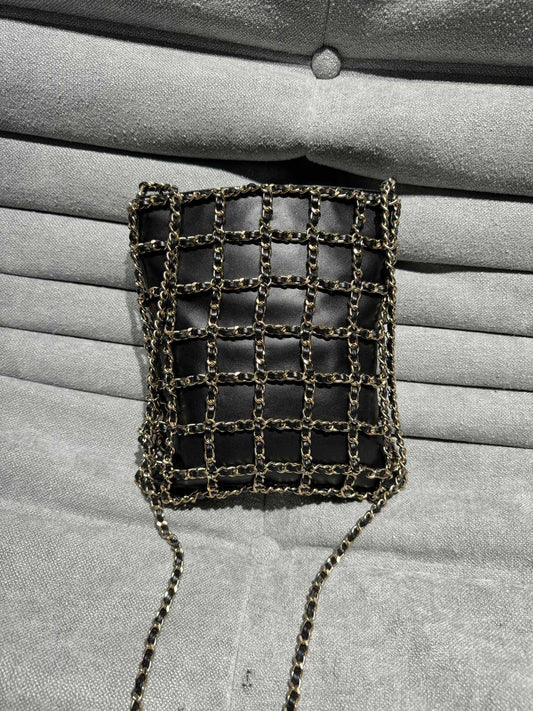 Chanel Black Gold Chain Shoulder Crossbody Bag