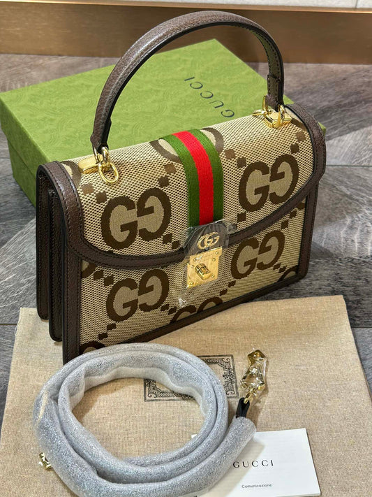 Gucci Ophidia Striped Knitted Metal Buckle Shoulder Handbag