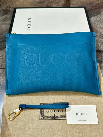 Gucci Letter Printed Logo Blue Handbag