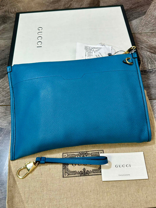 Gucci Letter Printed Logo Blue Handbag