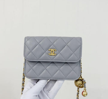 Chanel Grey Gold Ball Chain Waist Bag Mini