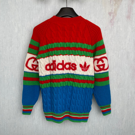 Gucci × Adidas Co branded Limited Edition Round Neck Knitwear