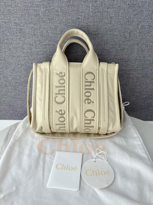 Chloe Woody Small embroidered logo Tote Bag