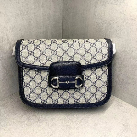 Gucci Horsebit 1955 Shoulder Bag Navy