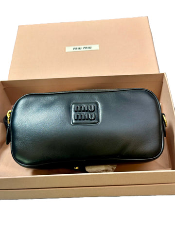 MIUMIU Leather Crossbody Bag Shoulder Bag Black