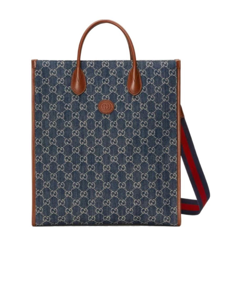 Gucci Interlocking G Medium Tote Bag GG Denim Navy