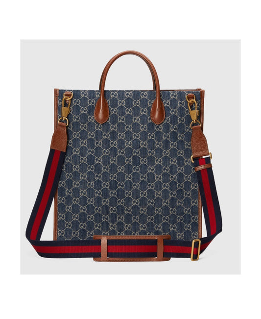 Gucci Interlocking G Medium Tote Bag GG Denim Navy