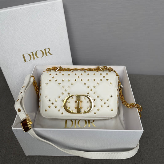 Dior Caro CD Logo Shoulder Bag White