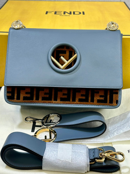 Fendi Kan IF Box Hand bag Shoulder bag Calfskin Blue