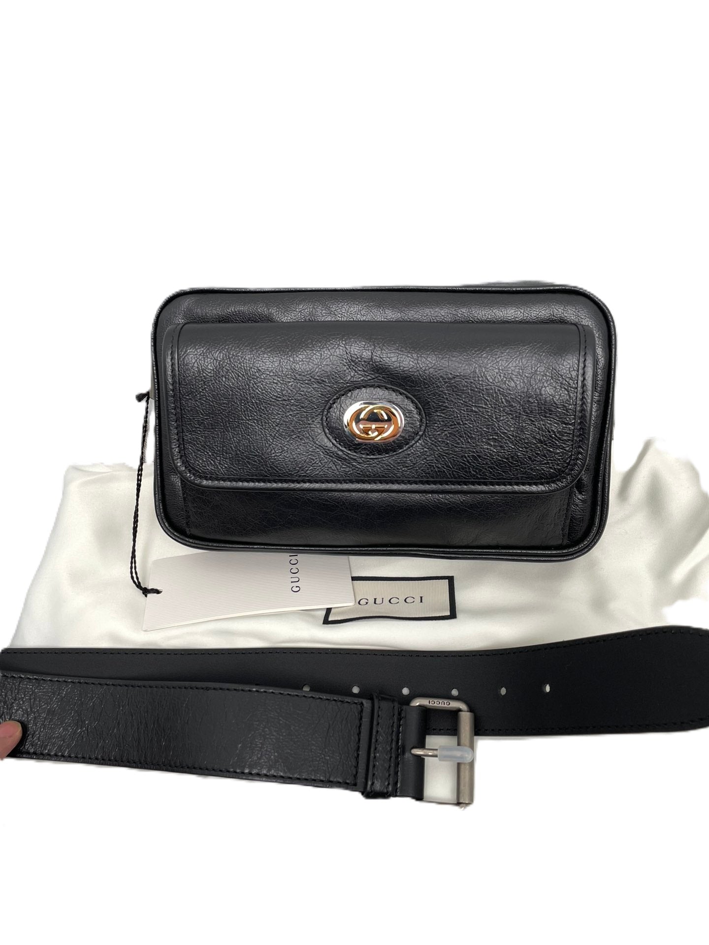 Gucci Leather Shoulder Bag Black