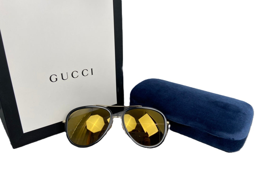 Gucci Metal Aviator Teardrop Sunglass GG0062S-001 57