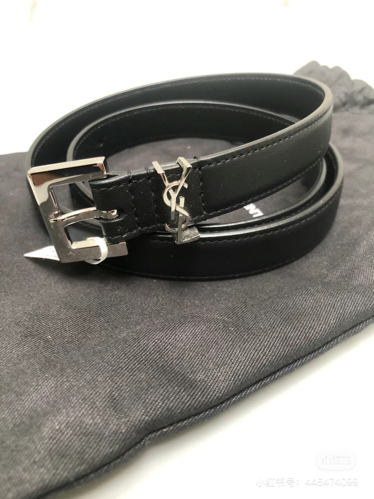 YSL Saint Laurent Cassandre Narrow Belt Buckle 75cm