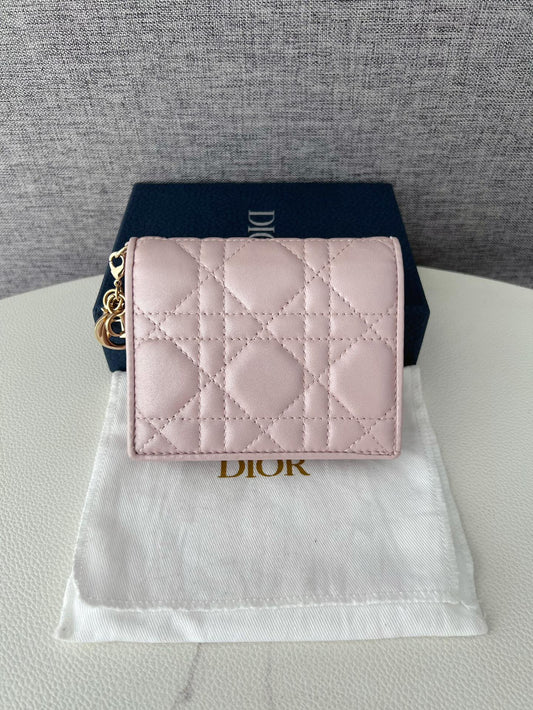 Dior Lady Dior Gardenia Wallet Mini Pink