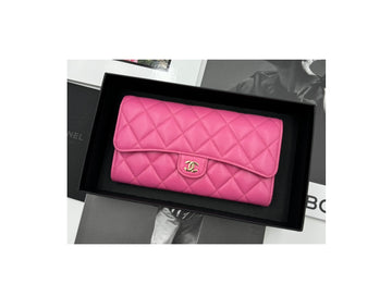 Chanel CF Rose Pink Caviar Flap Long Wallet