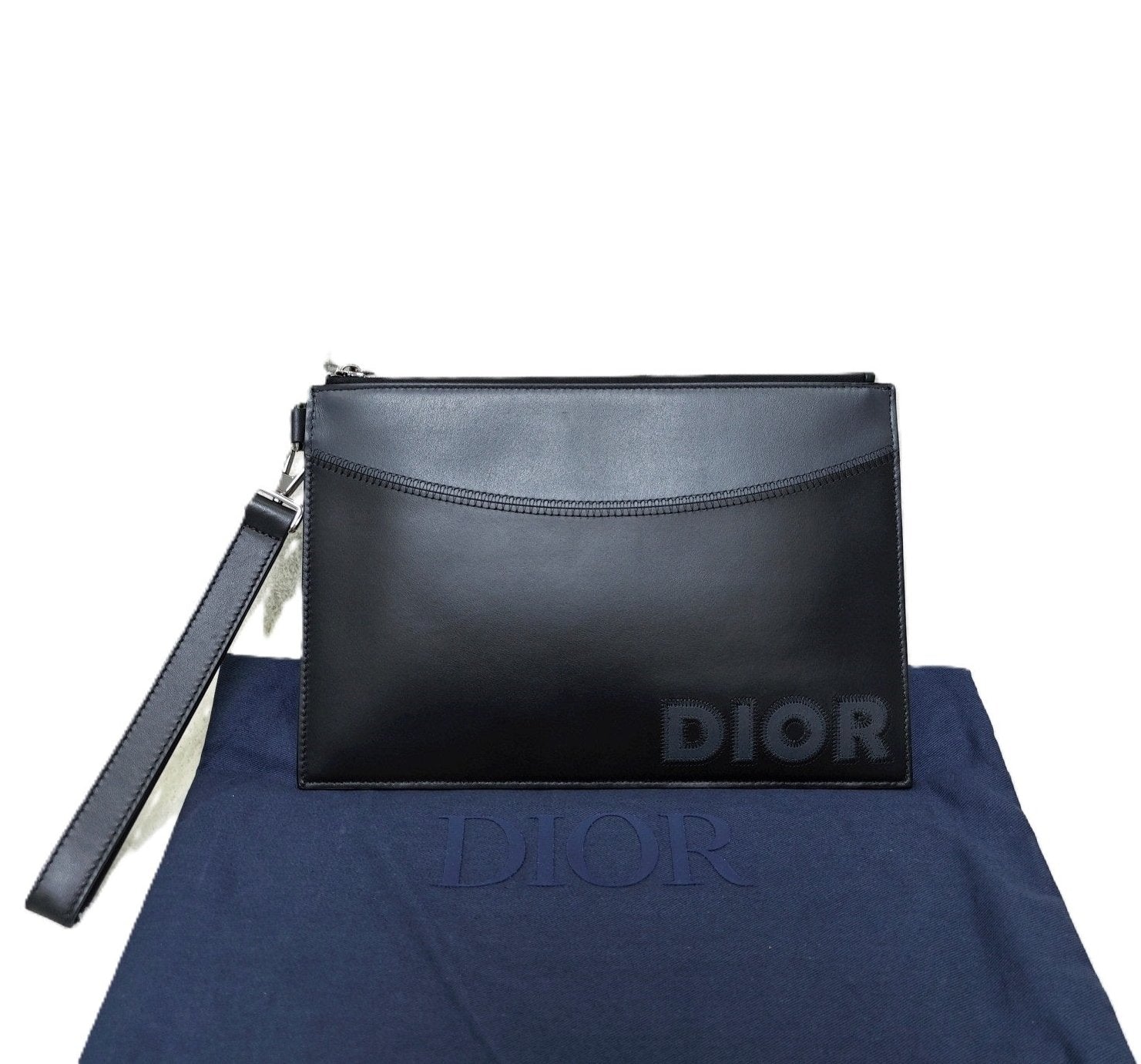 Dior Men's  Logo A5 Leather Clutch Bag