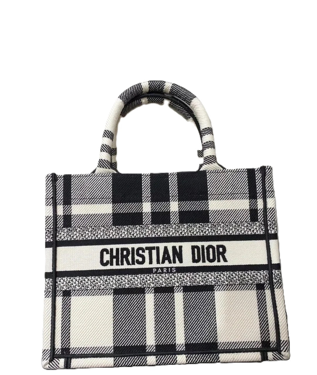 Dior Black & White Check Small Book Tote