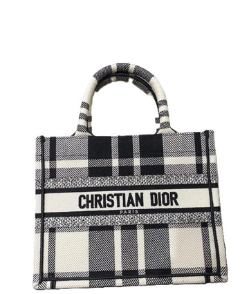 Dior Black & White Check Small Book Tote