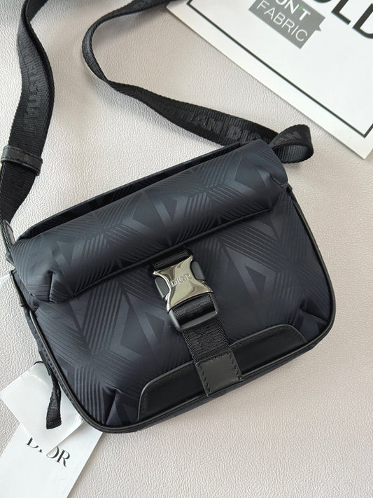 Dior Black  CD Diamond Canvas Shoulder Bag