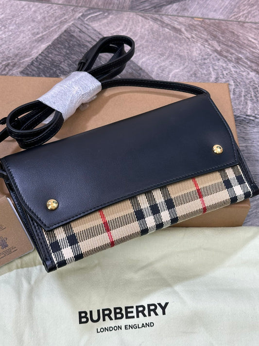 Burberry Classic Black Check Wallet Mini Shoulder Bag