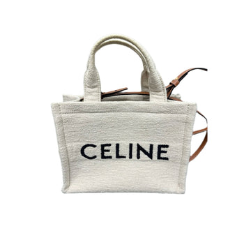 Celine Logo Small Cabas Tote Bag White 2Way