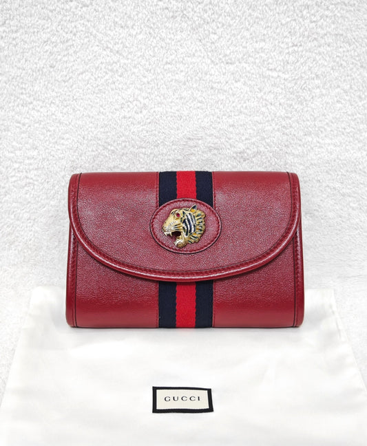 Gucci Rajah Tiger Head Chain Shoulder Bag Red