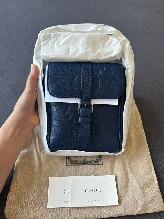 Gucci Jumbo GG Small Messenger Bag Shoulder Bag Blue