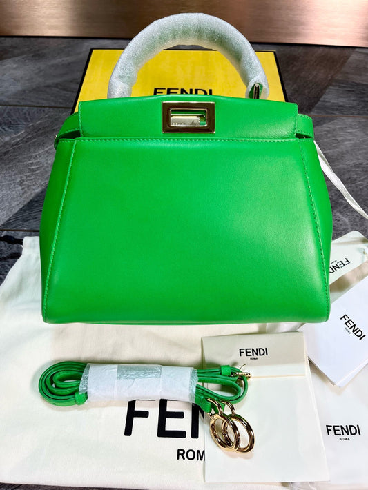 Fendi Small Peekaboo Green Shoulder Bag  Handbag