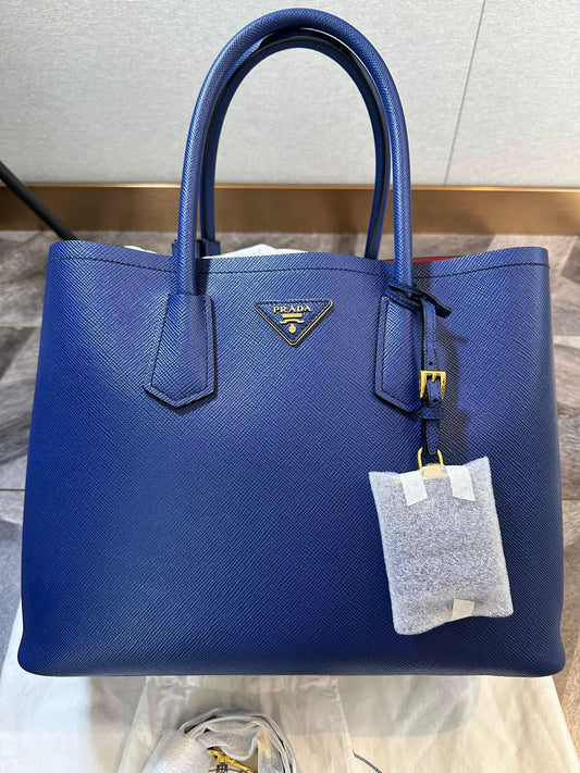 Prada Double Bag Tote leather Bag Medium Size