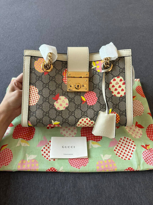 Gucci Padlock Apple Print Shoulder Bag Handbag